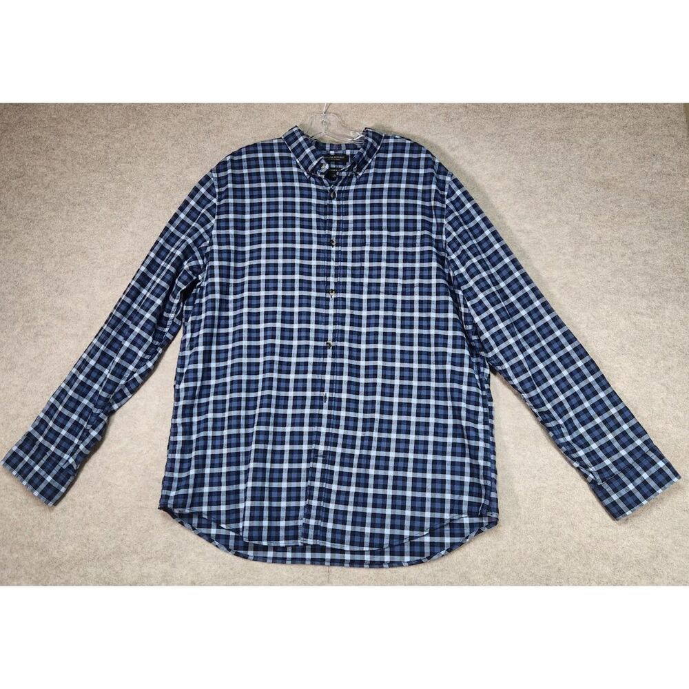 Banana Republic Men's Luxe Flannel Blue Plaid Shirt Size XL
